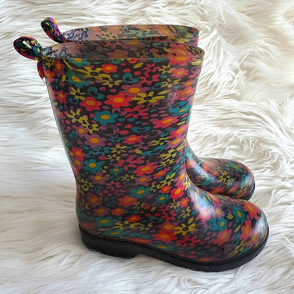 Capelli Of New York Floral Kids Rain Boots Size 10/11